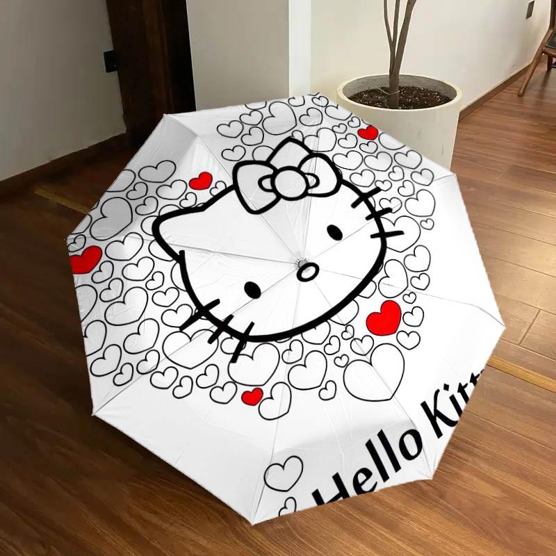 1pc Hello Kitty Heart Umbrella with Plastic Handle,Suitable for All Seasons Home Travel Outdoor UmbrellaSanlio546