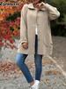 Autumn Winter New Women's Stand Collar Solid Color Casual Bow Tie Wool Blend Coat Female Clothing