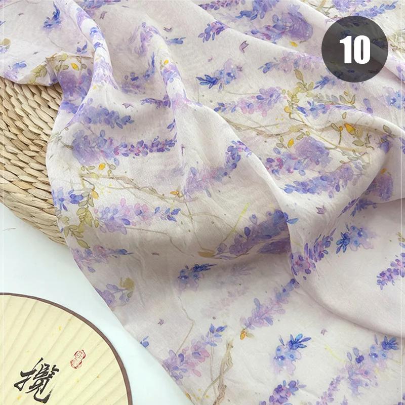 100cm Chinese Style Linen Fabric Summer Thin Tang Dynasty Princess Pattern Painting Fabric for DIY Hanfu Dress Cheongsam