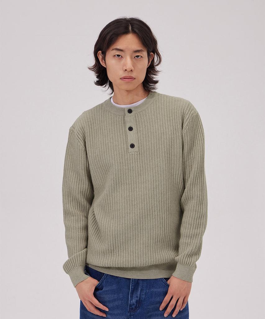 MAKEITTO Daily Viscose Henley Neck Knit_Beige