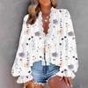 2025 Spring and Autumn New Women's V-neck Lace Splicing Shirt