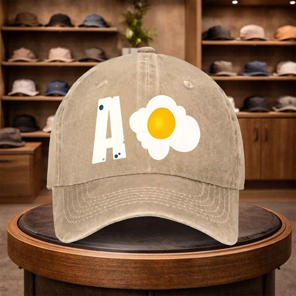 A Baseball Cap with a Fried Egg Print Perfect for Casual Outings This Stylish Adjustable Hat Is Suitable for Outdoor Activitie