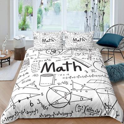 Sada povlaku na přikrývku s matematickou rovnicí Velikost Full Vzor matematického vzorce Potisk Ložní sada 3 ks pro děti Vzdělávací povlak na přikrývku