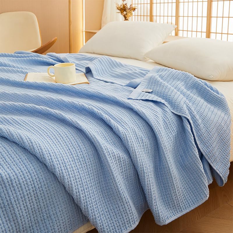 

songlibin Вафельное полотенце Кожа Лето Кондиционер Колено Светло-голубой Плед, Полуторный, Плед, Большой, Лето, 100% Хлопок, Стираемый, Плед,