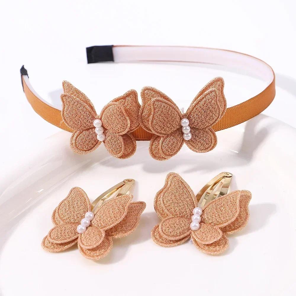 2/3 Pcs Baby Sequins Butterfly Flower Hairbands for Girls Hair Ties Set Clips Bows Headband Kids Headwear Gifts Hair Accessories