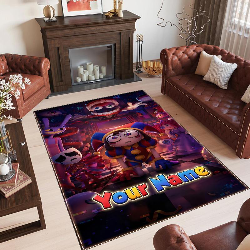 Personalized Crystal Velvet Carpet Custom Name Text,The Amazing Digital Circus Anti Slip Area Rug For Home Decoration