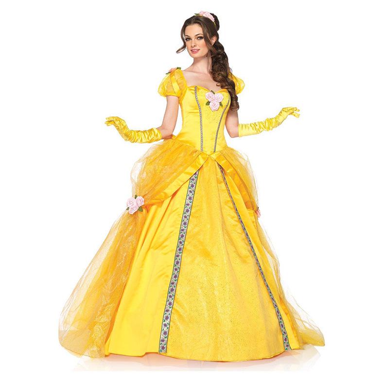 

Yellow Halloween Fairy Princess Dress - European Retro Court Style Stage Costume S
