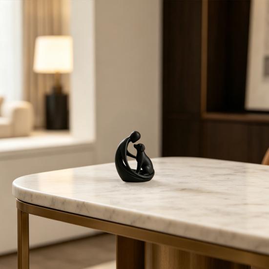 Hund und Besitzer Statue Ornament, Kompakte 3D-gedruckte Skulptur, Nordische minimalistische Schreibtischdekoration für Tierliebhaber Heimhandwerk
