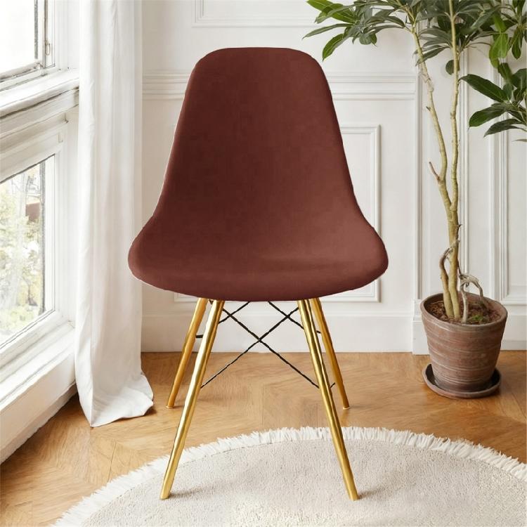 Protective Elastic Chair Cover Soft Milk Silk Fabric Universal Modern Aesthetic Armless Curved Shell Chair Slipcovers