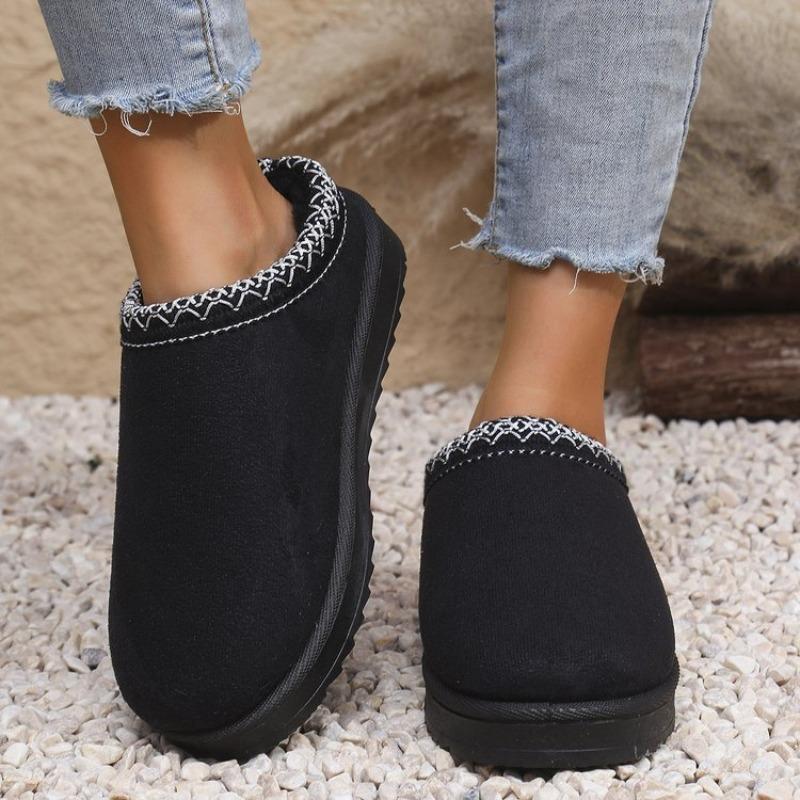 Fashion Chelsea Ankle Boots Women Winter New Brand Fur Short Plush Warm Flats Slippers Platform Comfortable Shoes Cotton Slides Women