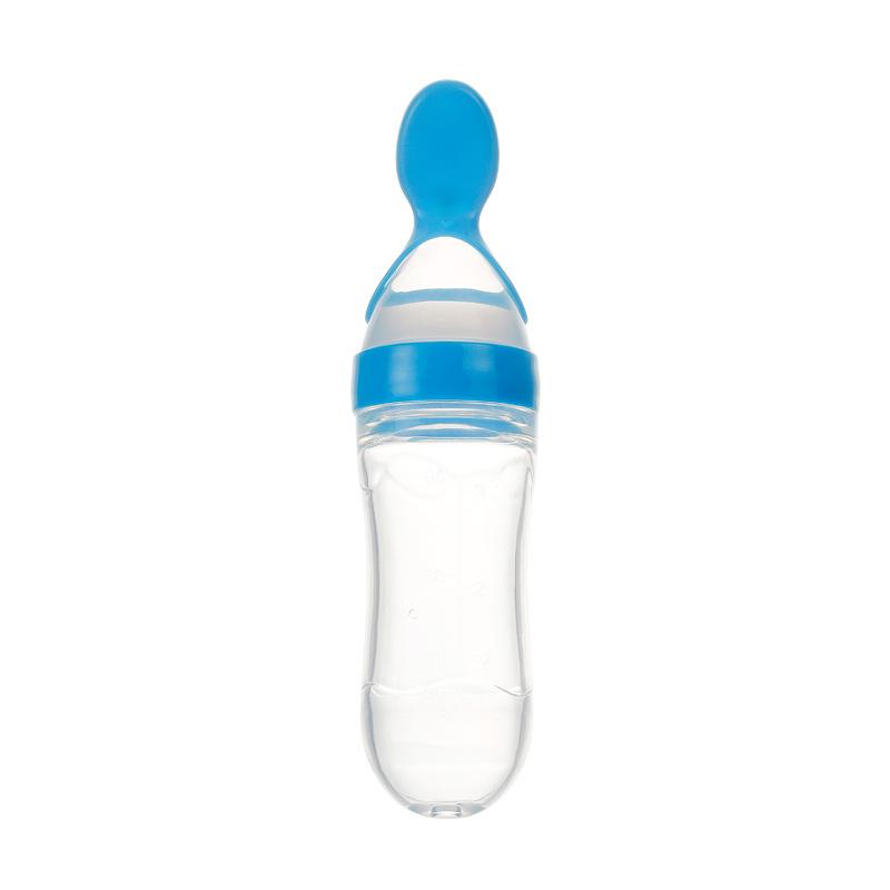 US 90ML Baby Silicone Squeeze Feeding Bottle With Spoon Food Rice Cereal Feeder US 90ML Baby Silicone Squeeze Feeding Bottle With Spoon Food Rice Cereal Feeder