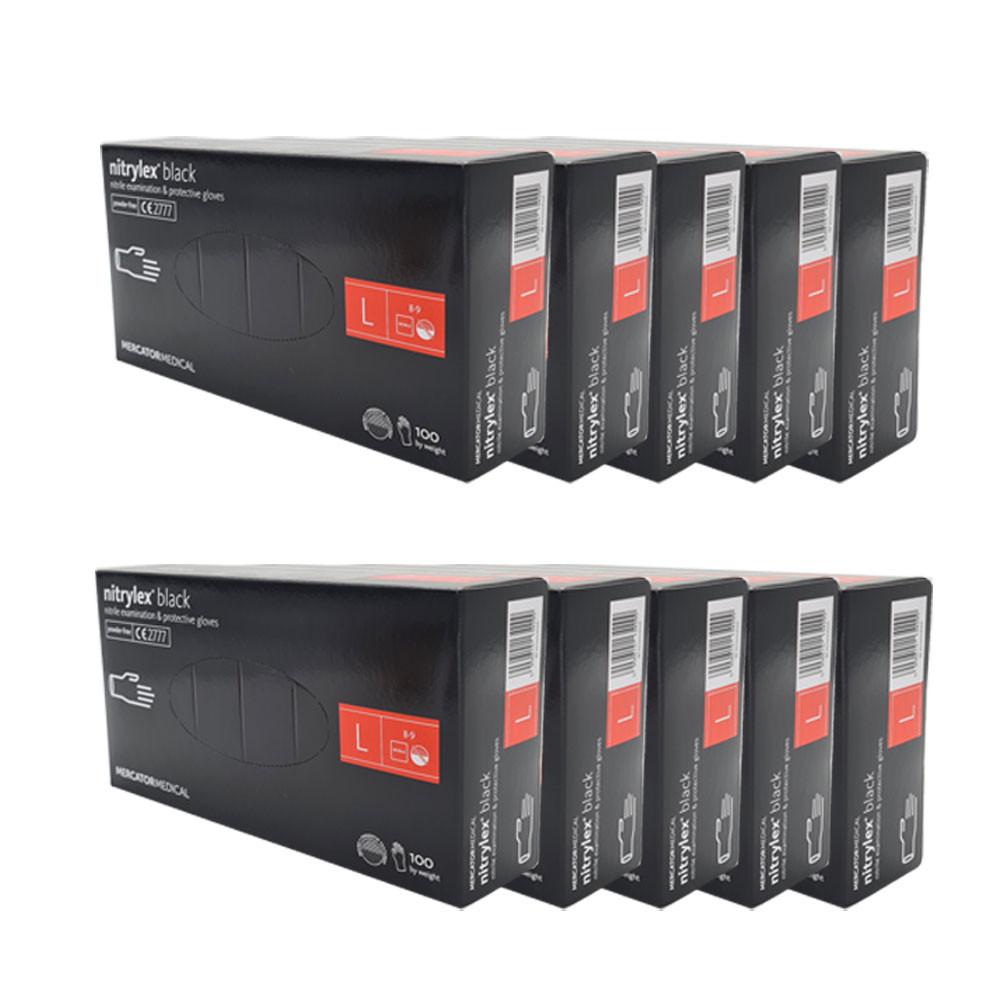 Nitrile Gloves Black Mercator Nitrylex Black 100 Pieces Carton 10 Pack
