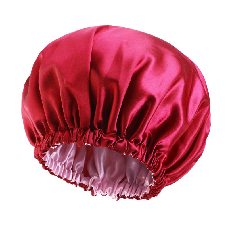 

Double Layer Nightcap Bonnet Elastic Night Cap Haircare Women Beauty Salon Hat Headwear Shower Bathroom Supplies One Size