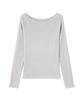 Natural Beauty Basic Glitter Ribbed Boat Neck Knit Gray Women's Sweater,