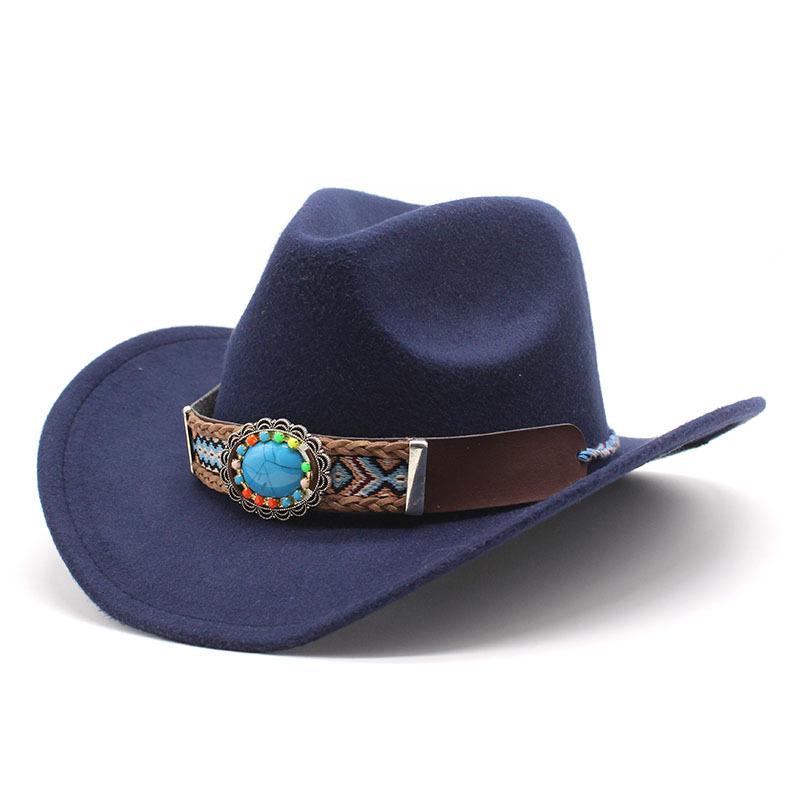 2022 Ethnischer Stil Cowboy-Zylinderhut, Gewellter Filzhut, Amerikanischer Western Outdoor Reithut, Cowboyhüte für Damen und Herren