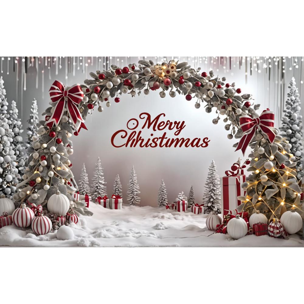 Christmas Decoration Arch Christmas Trees Gift Box Background Merry Christmas Banner Party Photo Backdrop Photography Background