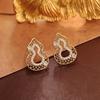 Chinese Hollow Gourd Fu Lu Stud Earrings - Creative, Fashionable, Exquisite, High-End Design Jewelry.