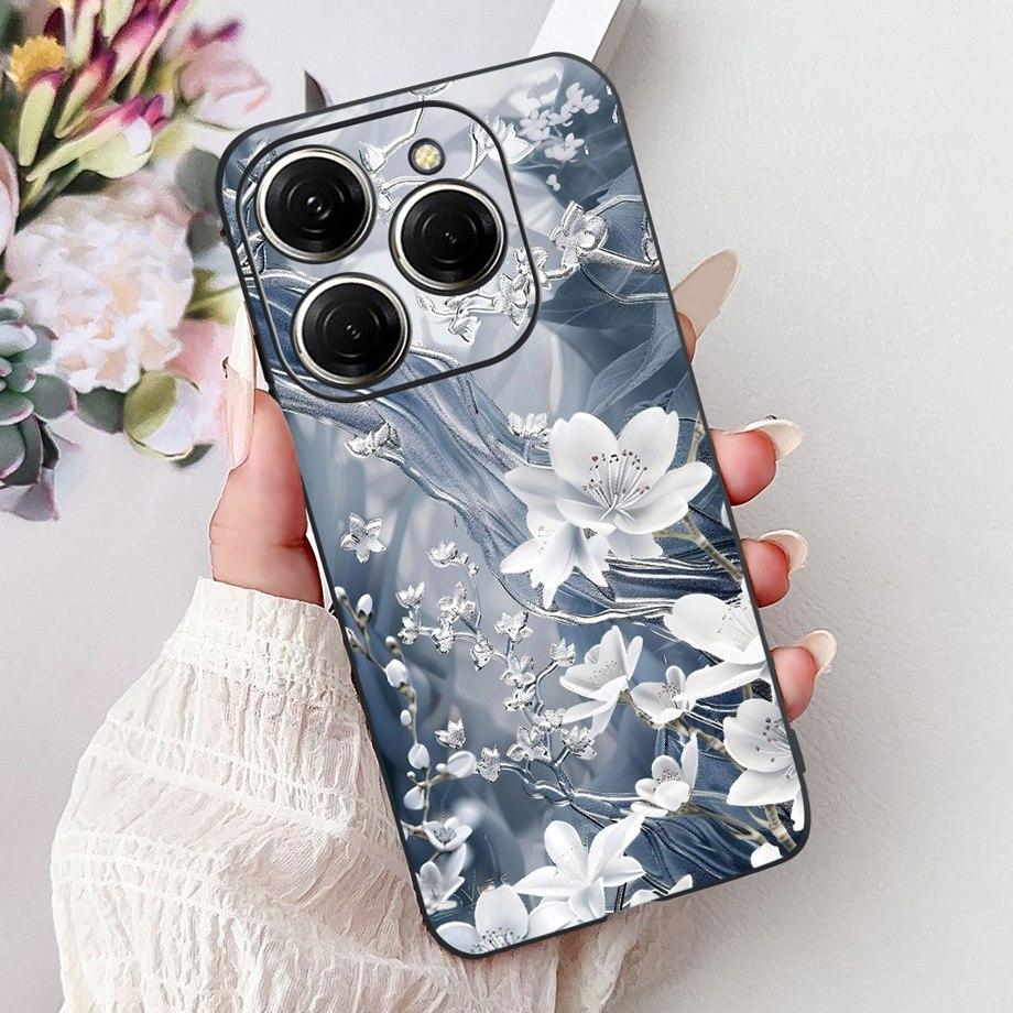 Luxury Matte Silicone Soft Case For Tecno Spark 20 20Pro 20 Pro+ 4G 5G Spark 20C KJ7 KJ6 KJ5 BG7 Capa Flower Loving Heart Cover