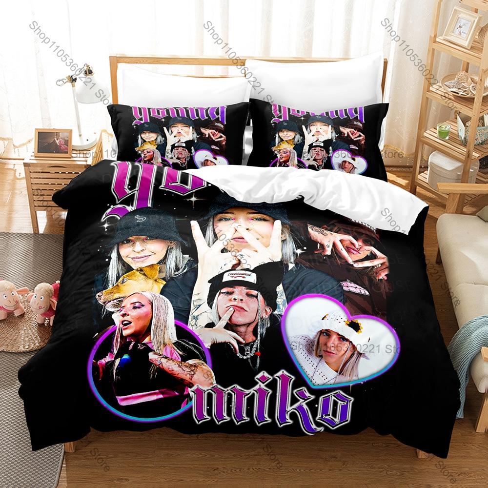 Young Miko BabyMiko 3PCS Bedding Set, Duvet Cover + 2 Pillowcases, Latin Trap Star Print Soft Microfiber for Fans Bedroom Decor