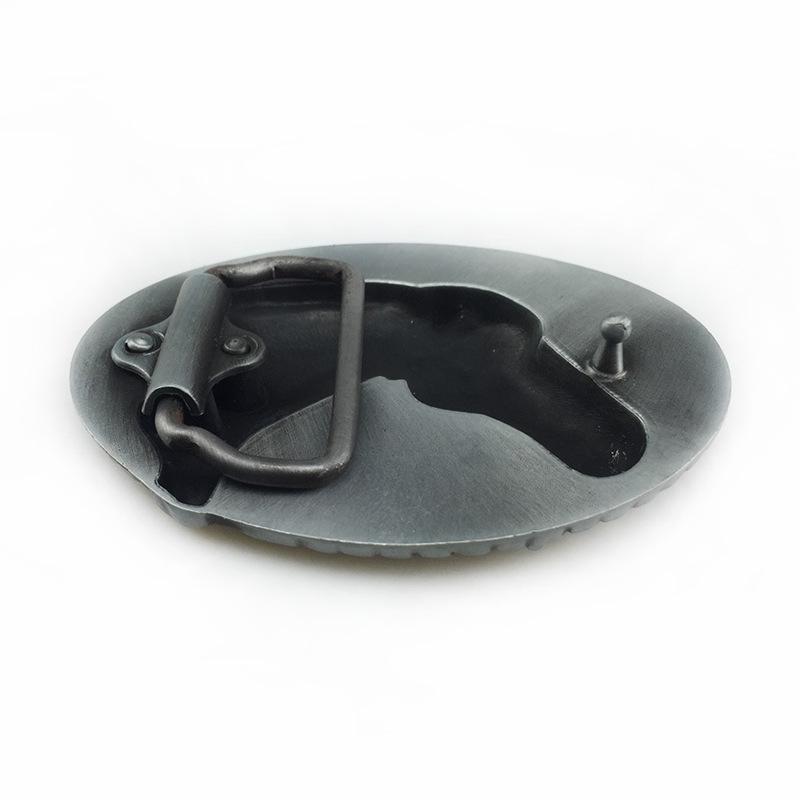 Oval Personalized Galloping Horse Wheat Ear Leather Belt Buckle with Smooth Alloy Plate