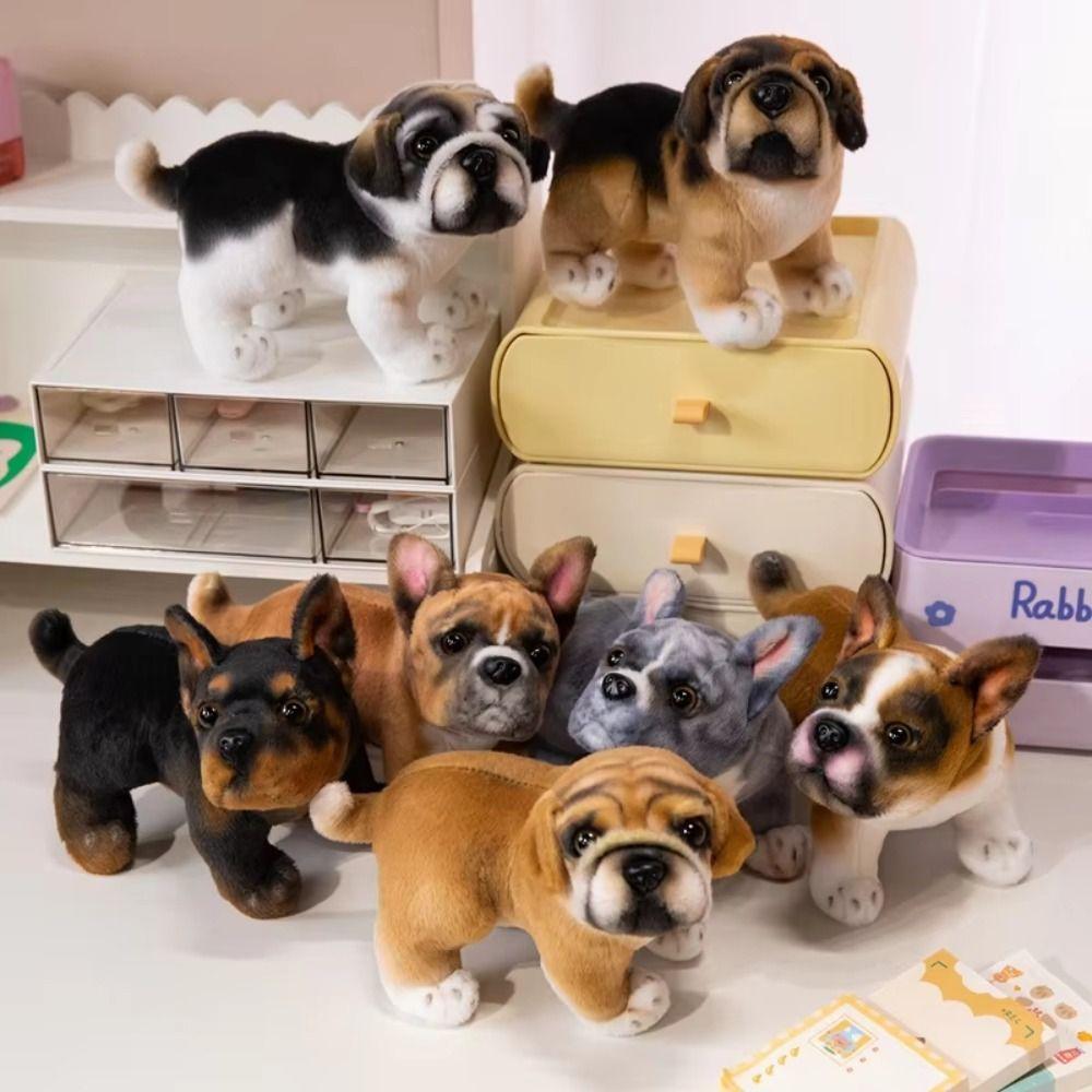 Cute Pet Dog Stuffed Doll Simulation Stand Baggle Dog Toy French Bulldog Plush Stuffed Animal