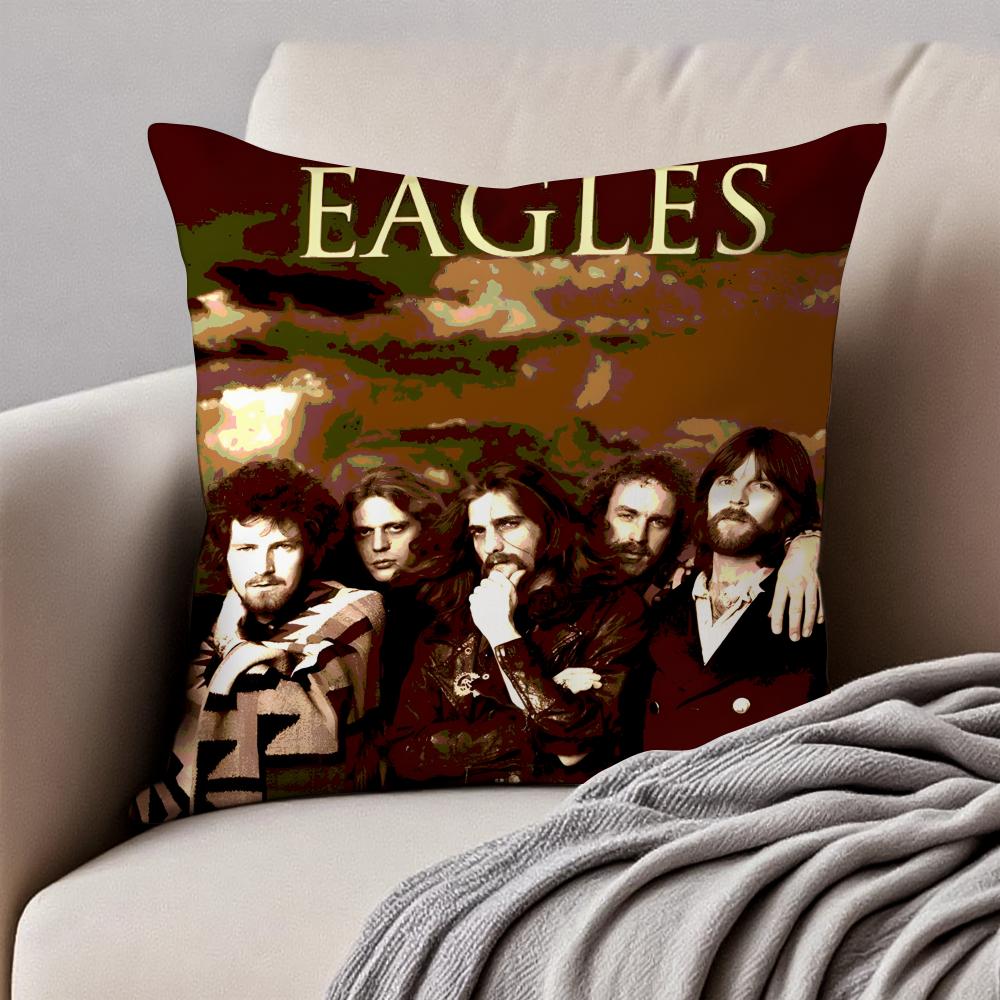 Classic Rock Band T-The Eagles Cushion Cover Pillowcase Anti-dustmite Invisible Zipper Short Plush Sofa Cushion