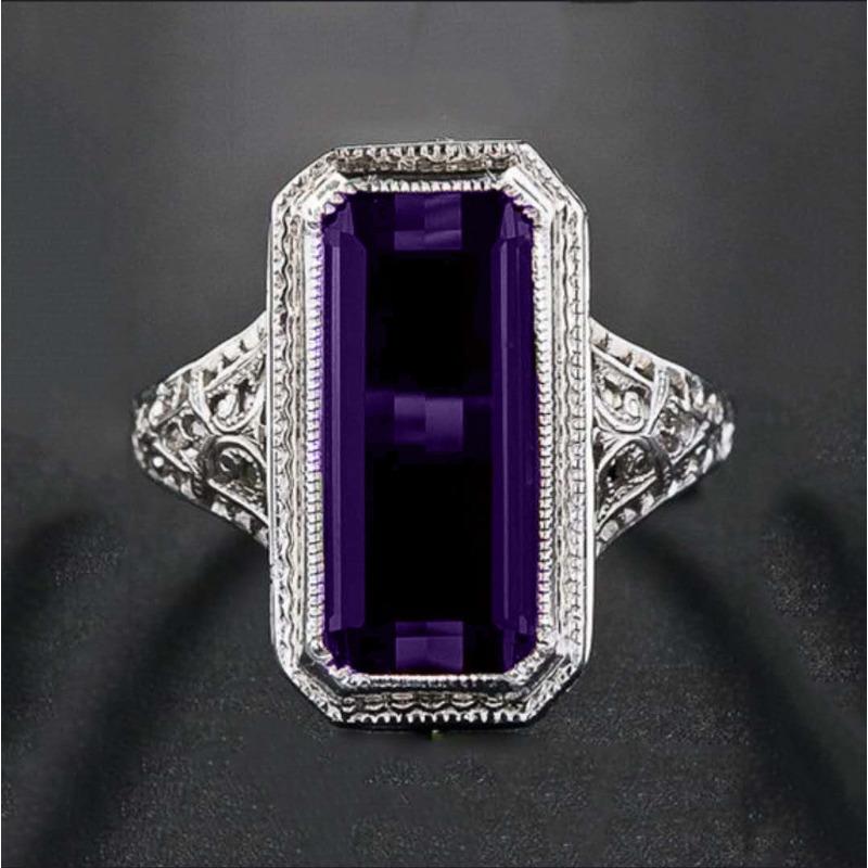 

Fashion Party Ring for Women, Natural Emerald Wedding Jewelry Birthday Gift 6 фиолетовый