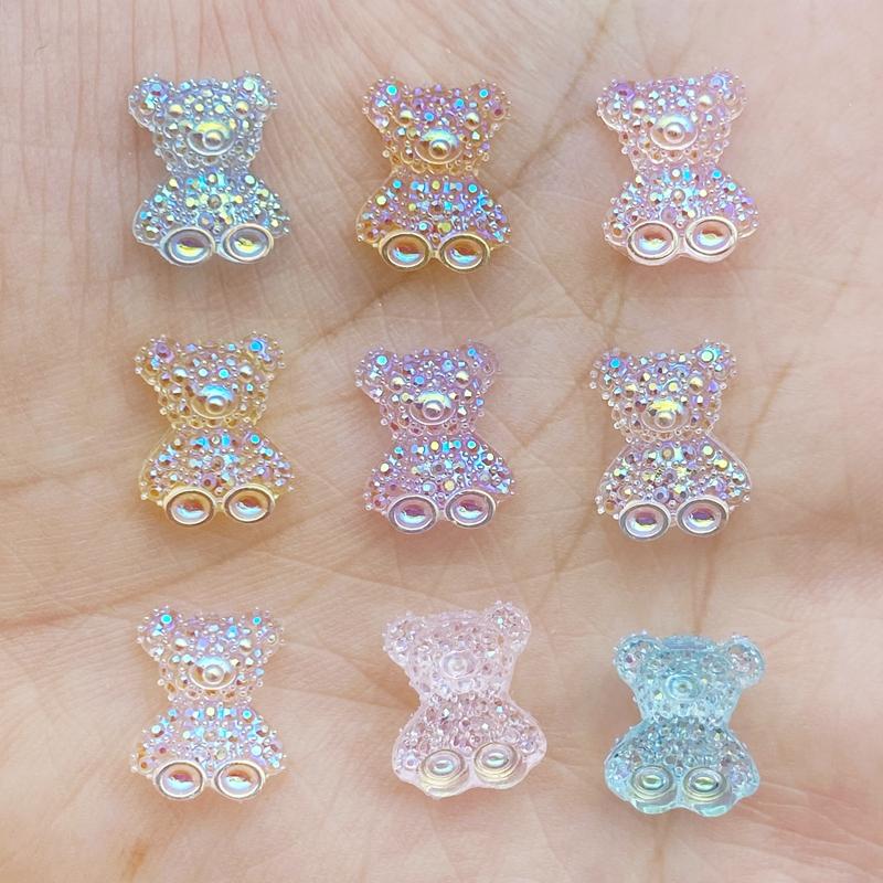 50Pcs New Cute Mini Shiny Little Bear Flat Back Resin Cabochons Scrapbooking DIY Jewelry Craft Decoration Accessories