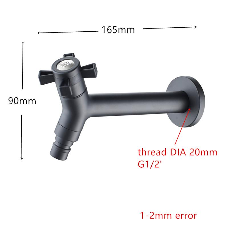Stainless Steel Brushed Outdoor Garden Washing Machine Tap Sink Faucet G1/2 Threaded Cold Water Taps