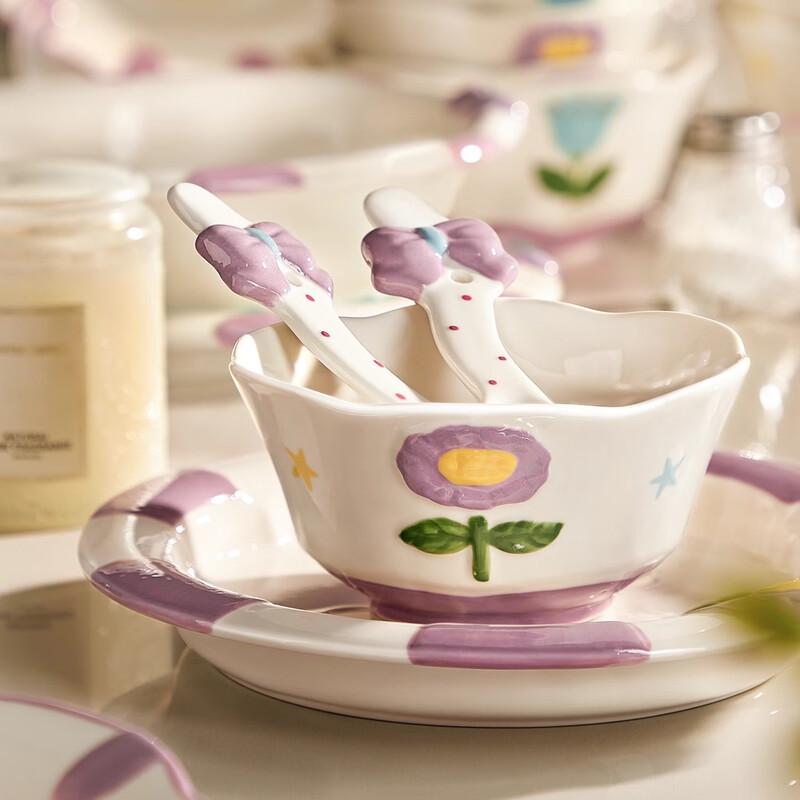 Mibeili Cute Cream-Style Ceramic Dinnerware Set