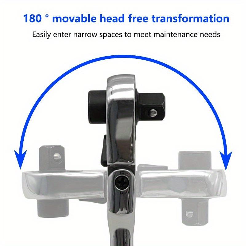 Ratchet Handle Chrome Vanadium Steel 2-In-1 Multi-Purpose Reversible Resilient Head Ratchet Wrench Drive Ratchet Handle