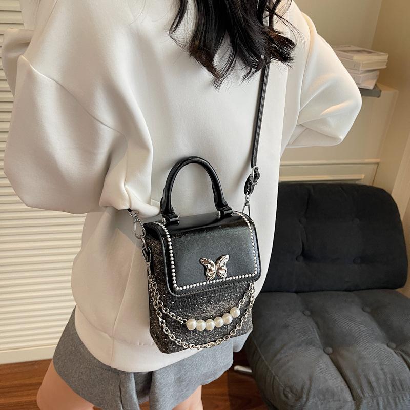 Foreign style small bag women's summer 2025 new Korean version fashion butterfly handbag single shoulder crossbody denim small square bag