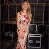Womens Floral Embroidered Mesh Fitted Mermaid Dress With Round Neck High Waist