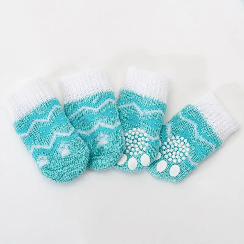 4pcs Cute Cat Socks, Anti-Slip Paw Protector, Comfortable Cotton Knit Indoor Shoes for Small Cats, Autumn Winter Pet Footwear
