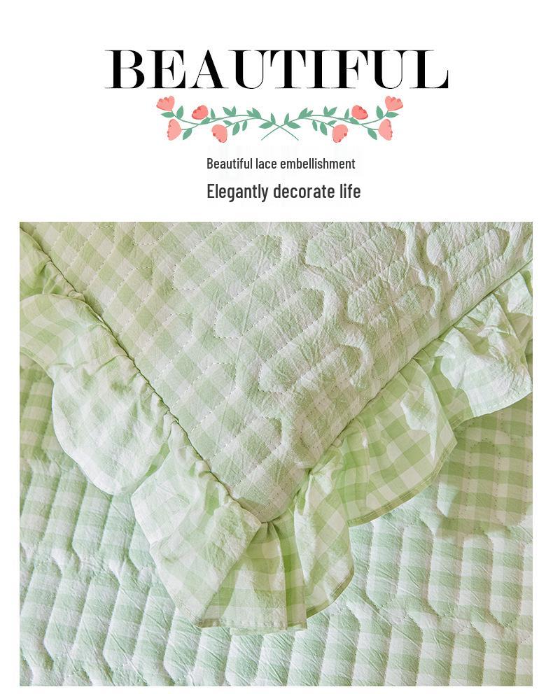 2025 Korean Style Pure Cotton Lace Yarn-Dyed Bedspread Set - 3 Piece