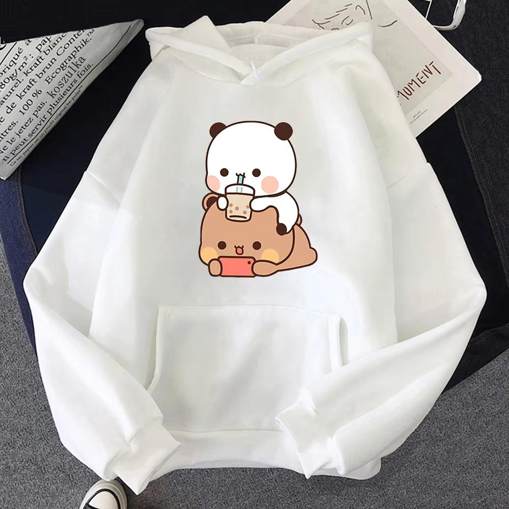 Bubu And Dudu Drink Bubble Tea Women Hoodie Kawaii Female Sweatshirt Harajuku Loose Long Sleeve warm Clothes Tops casual hoodies