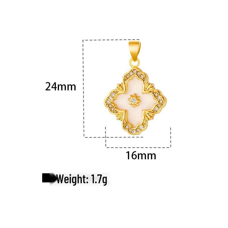 Retro Kleeblatt-Halskette - Titanstahl, 18 Karat Gold, Anlaufgeschützt, Lichtluxus Schmuck für Damen