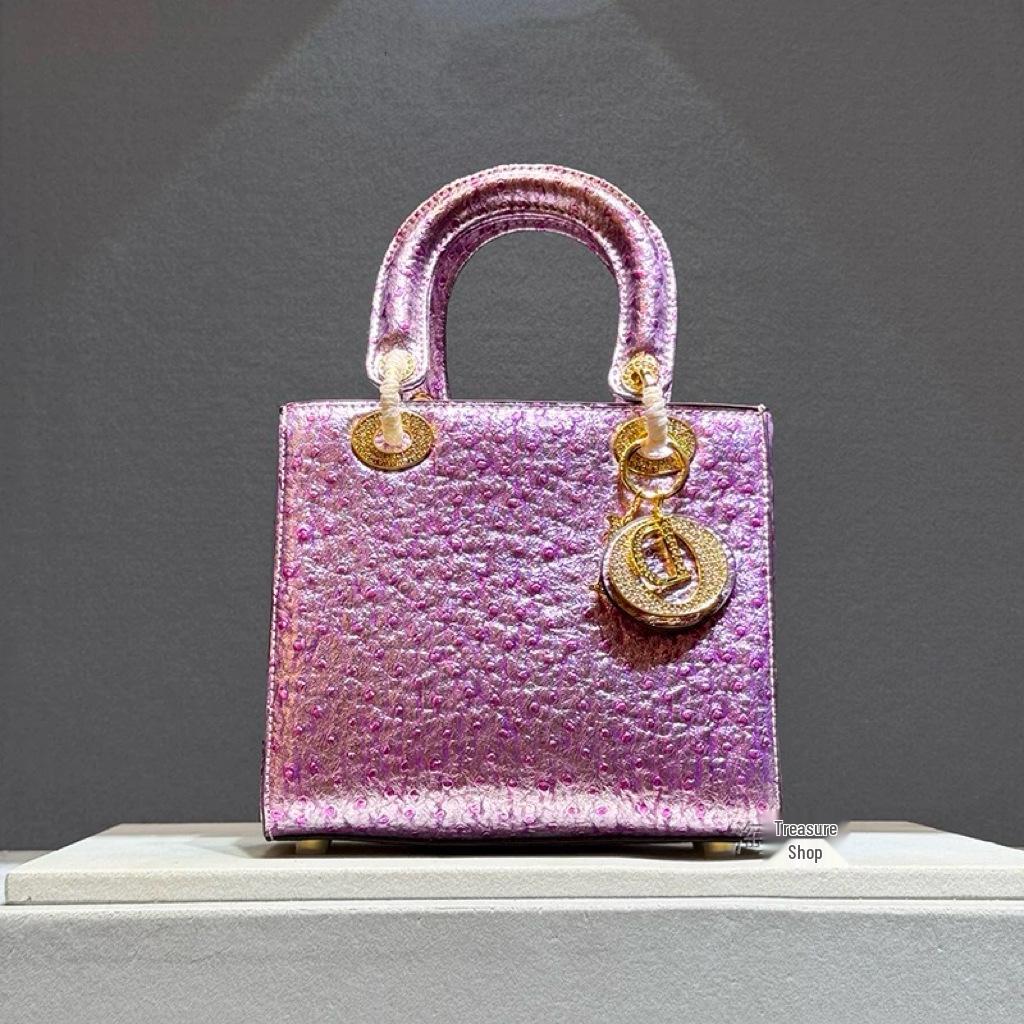 2025 Women's Luxury Ostrich-Pattern Leather Handbag - Versatile Shoulder & Crossbody Bag