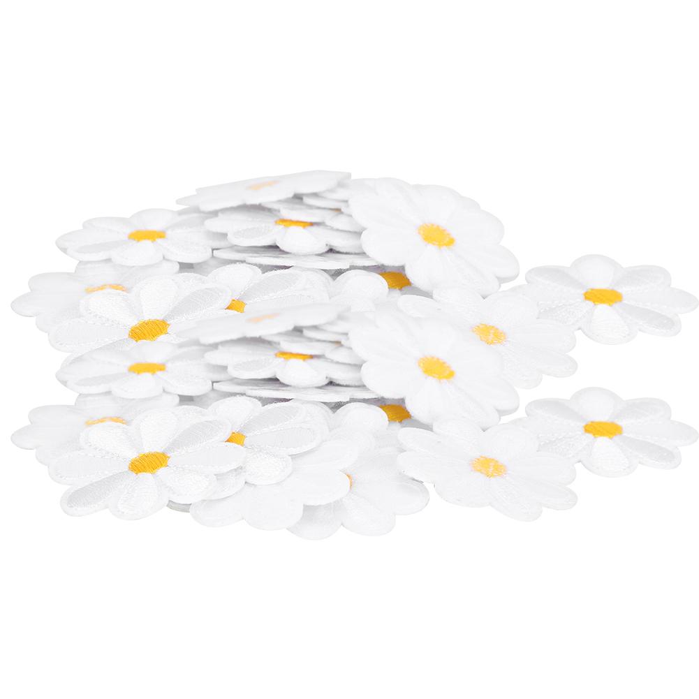 40Pcs Embroidery Cloth Stickers Daisy Pattern Iron Patches DIY Backpack Clothing Accessories