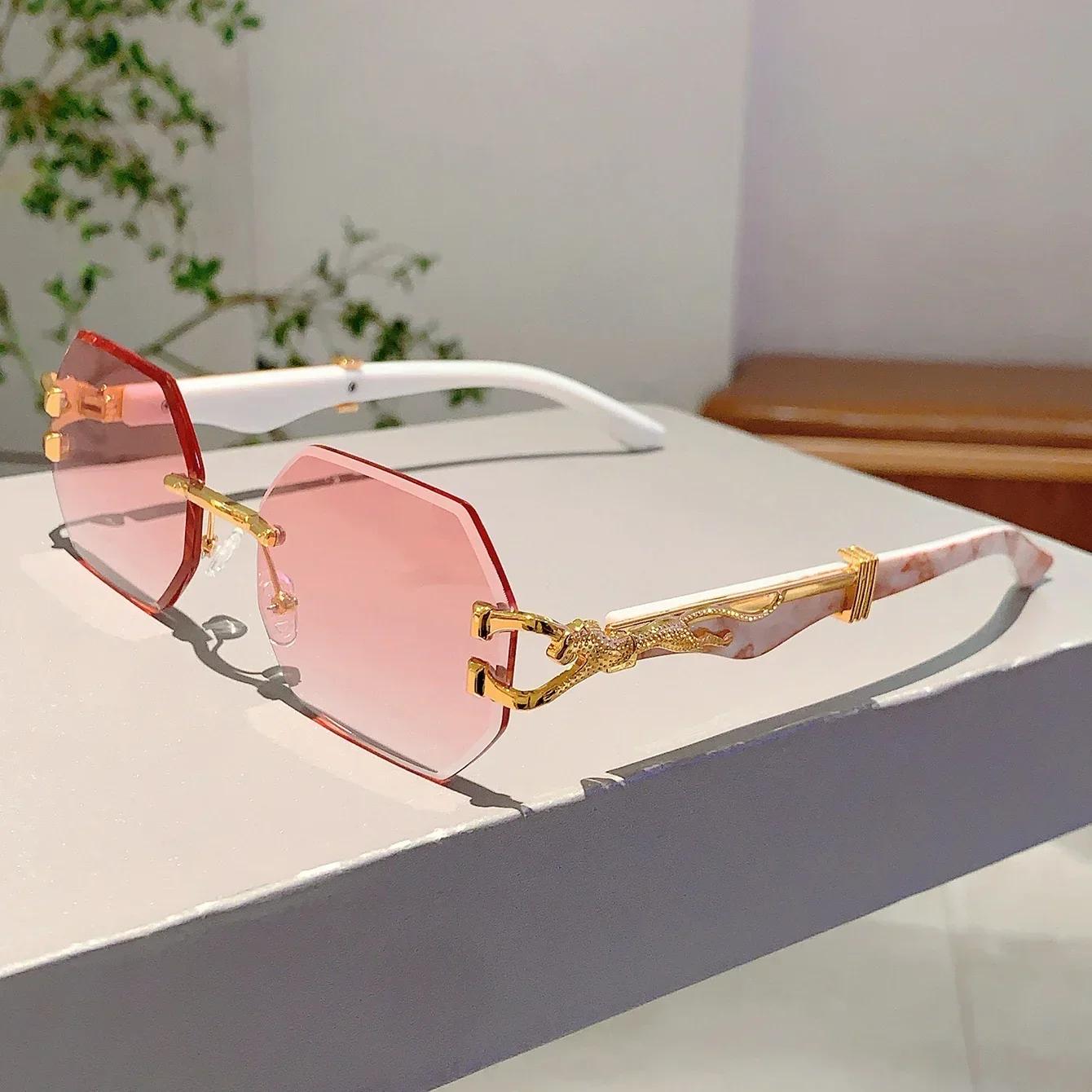 

Men s Fashion Classic Rimless Cut Edge Sunglasses Women s Premium Sense Retro Outdoor UV400 Driving Beach Party Sunglasses