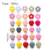 70Pcs Silicone Baby Teething Bead Set Daisy Hexagonal Shape Beads Food Grade for Newborn Diy Pacifier Chain Necklace Accessories