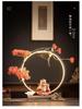 Chinese Zen LED Light Ring Ceramic Ornament for Living Room or Office Display