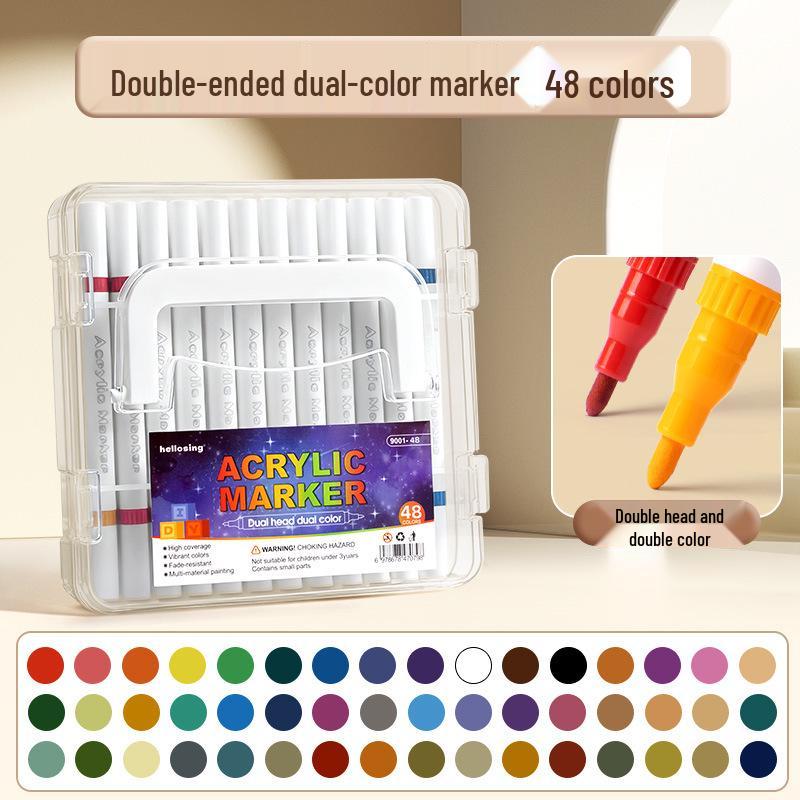 Acrylic Double-Ended Washable Marker Pens for Kids: Non-Bleeding, Layerable, Watercolor and Colored Options