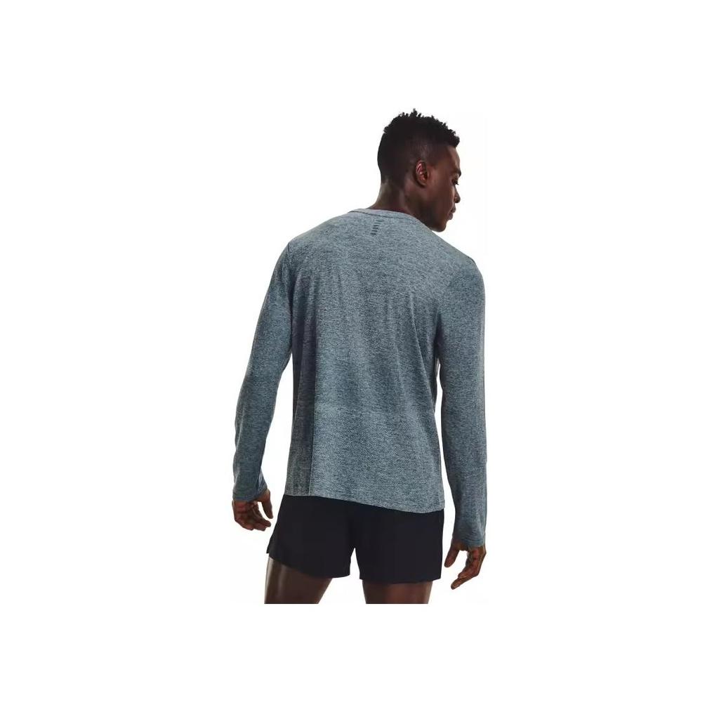Under Armour Solid Crew Neck Pullover Straight Long Sleeve T-Shirt Men Tops Blue 1375693-414