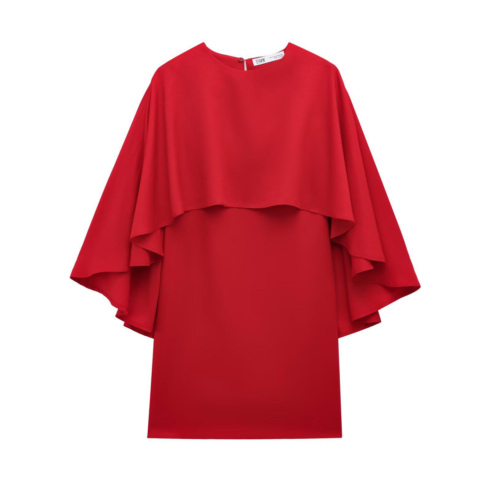 

Весна 2025 Женское платье в европейском и американском стиле свободного кроя в виде накидки S красный