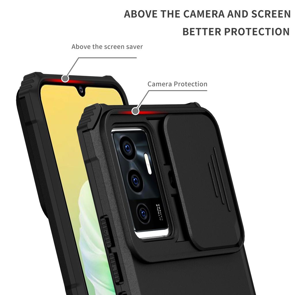 Shockproof Case For VIVO Y17S Y15S Y12A Y11 2019 Slide Camera Lens Protection Stand Phone Cover For VIVO Y5 2020 Y1S V23 5G S10E