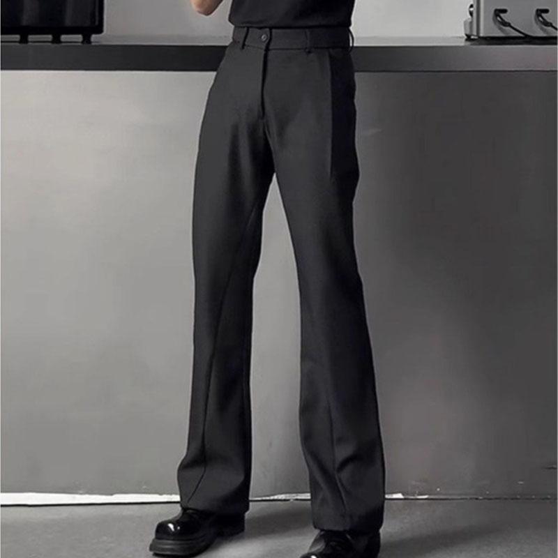 

Men s Retro Black High Waist Bell Bottom Suit Trousers S чёрный