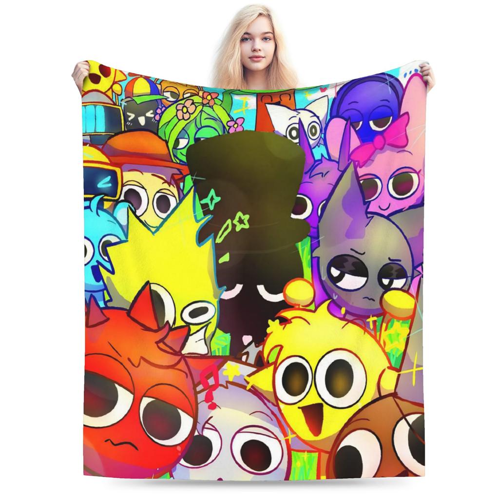 Cartoon Sprunki Music Game Blanket Fleece Soft Throw Blanket for Bedding Couch Bed Rug