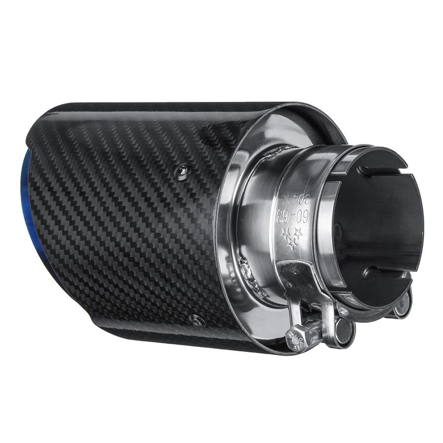 63mm-89mm Glossy Carbon Fiber Exhaust Tips Universal Car Exhaust Pipe Blue