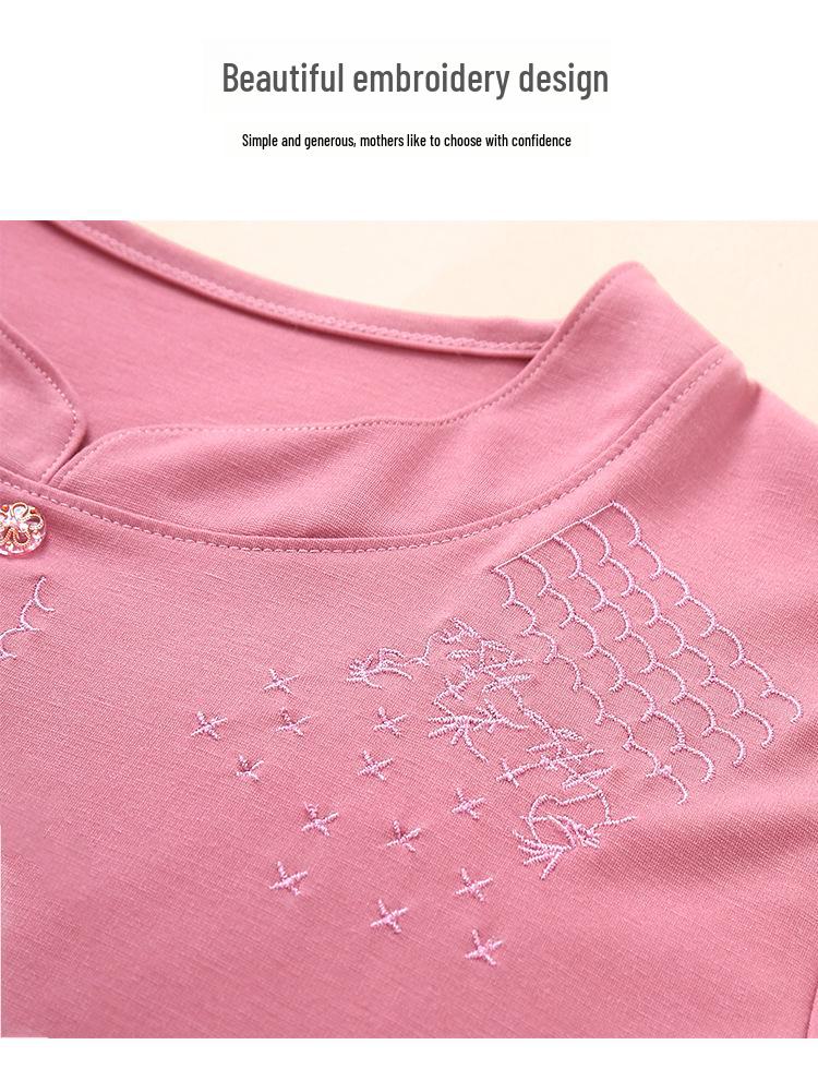 Mom's Plus Size Casual Summer Short-Sleeve T-Shirt - Loose, Stylish, Versatile Top for Middle-Aged and Elderly Women